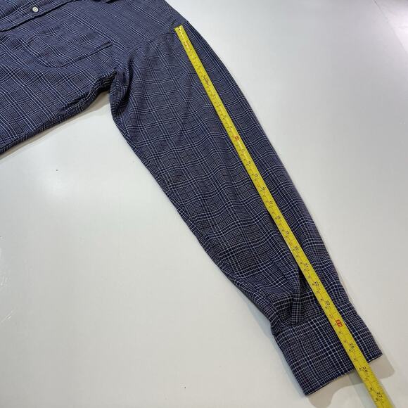 VTG Gitman Bros Nordstrom Men's 16 35 Lg Blue Plaid Button Made in USA - Picture 8 of 9